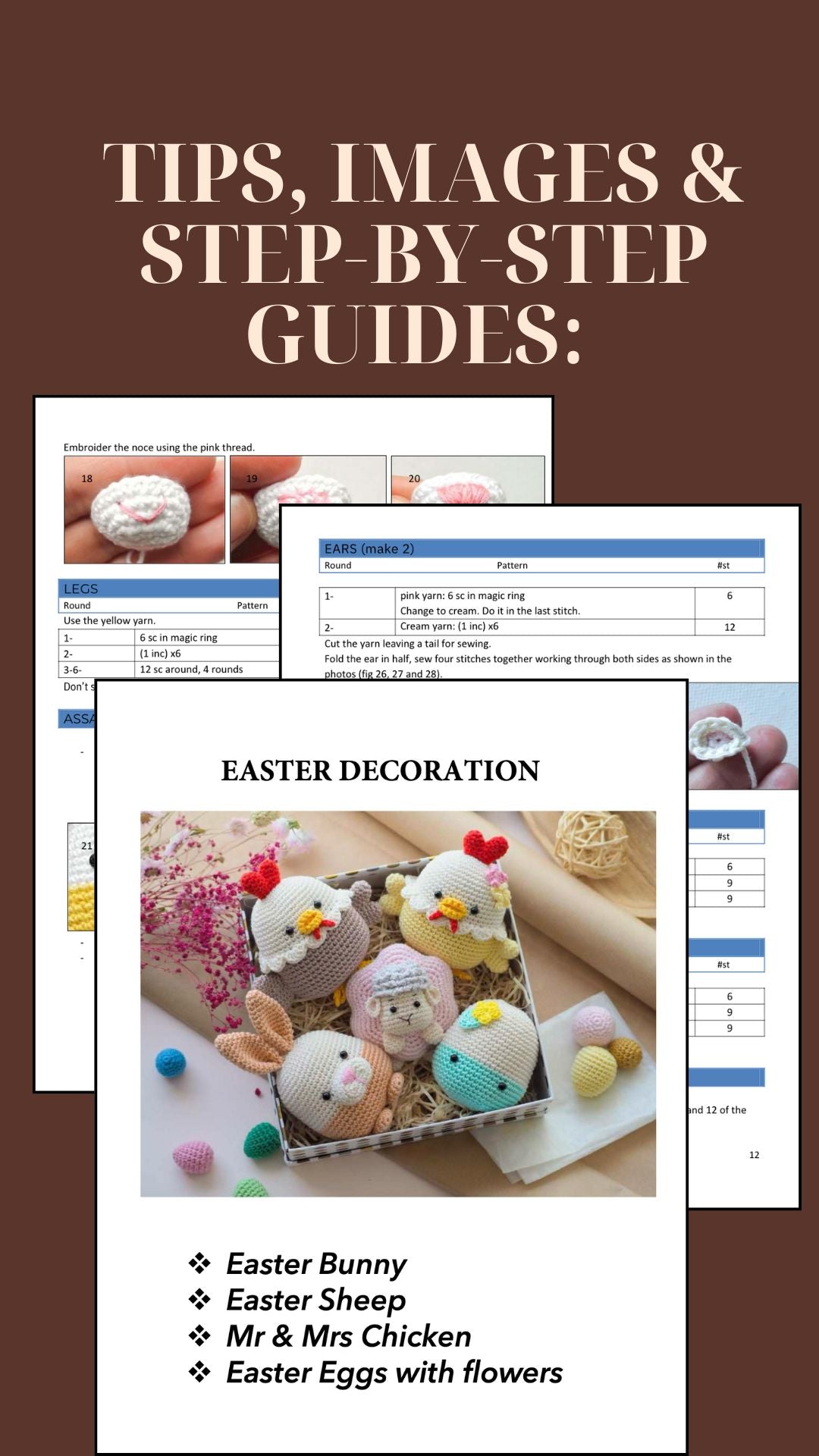 Amigurumi Pattern - 4 Easter Decorations